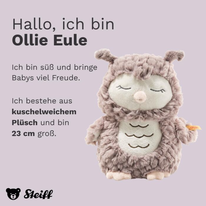 Steiff Kuscheltier Ollie Eule, Süßes Stofftier, Jungen, Mädchen & Babys ab 0 Monaten, Friends, Plüschtiereige – Bild 6